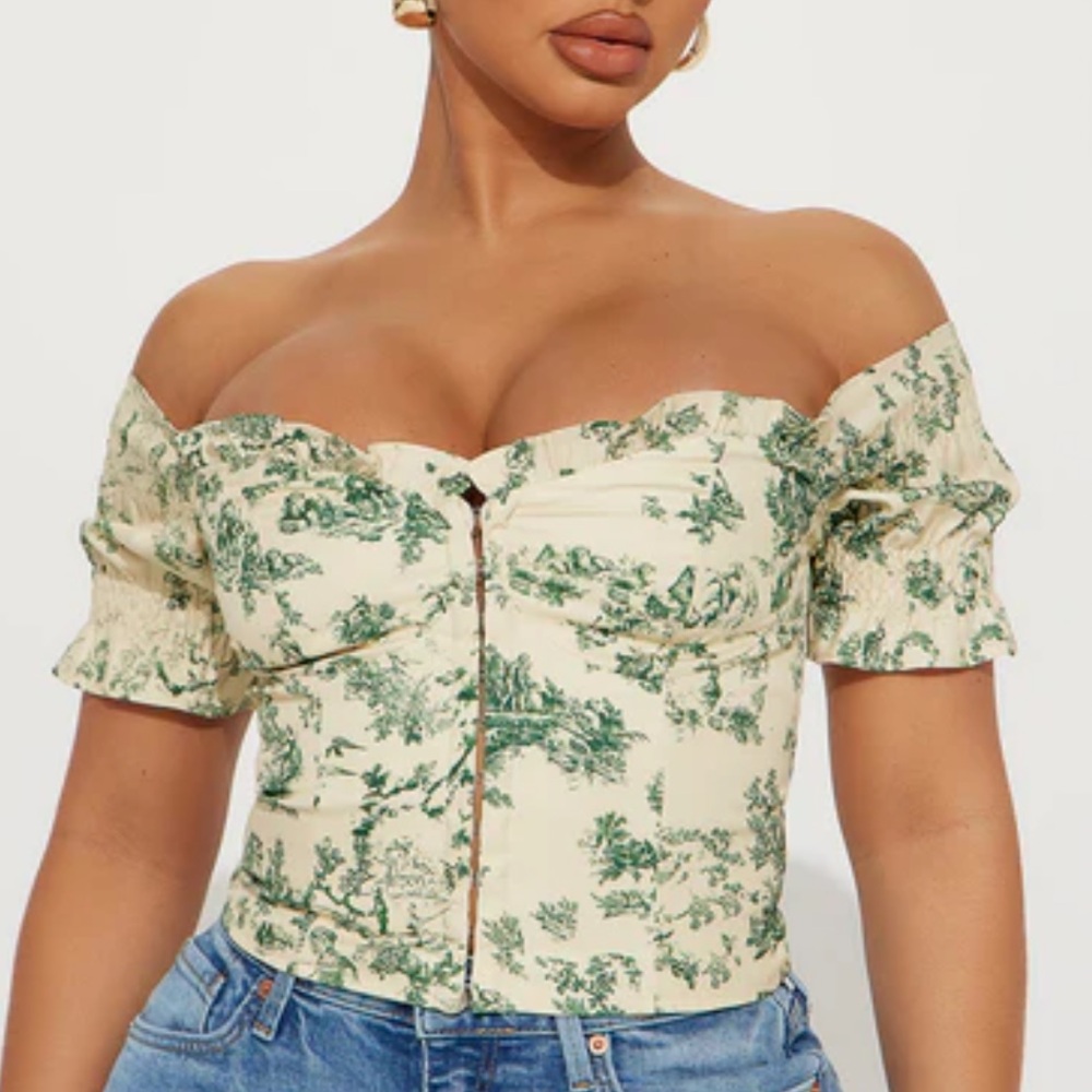 Fashion Nova | In The Meadow Satin Corset Top - Yellow Green/Combo